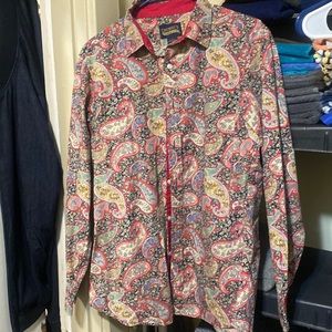 Mens paisley print long sleeve button down